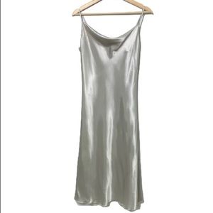 Long Silver Slip Dress with Adjustable Straps
